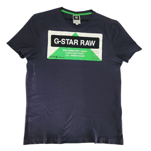 G-STAR RAW Graphic Logo T-Shirt navy medium - Picture 1 of 13